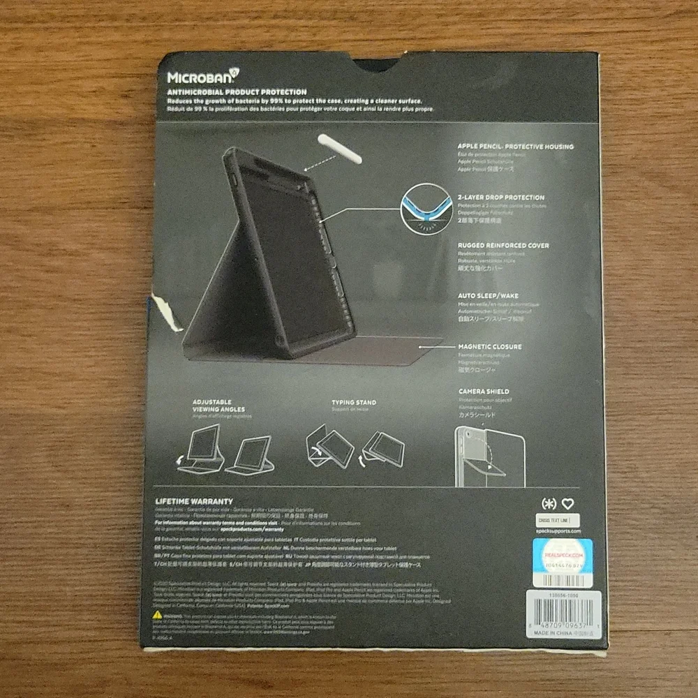 Speck Presidio Pro Folio iPad 2019/2020 black Antimicrobial case adjustable NEW…